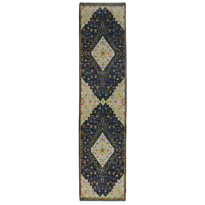 Laurel Gazia Machine Woven Polyester No Pattern Area Rug in Black