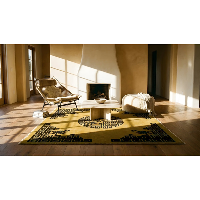 Antique Peking Small Scatter Size Wool Black, Yellow Rug