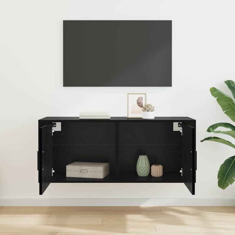 TV Stand, 40cm H x 100cm L x 34.5cm W, Black Oak