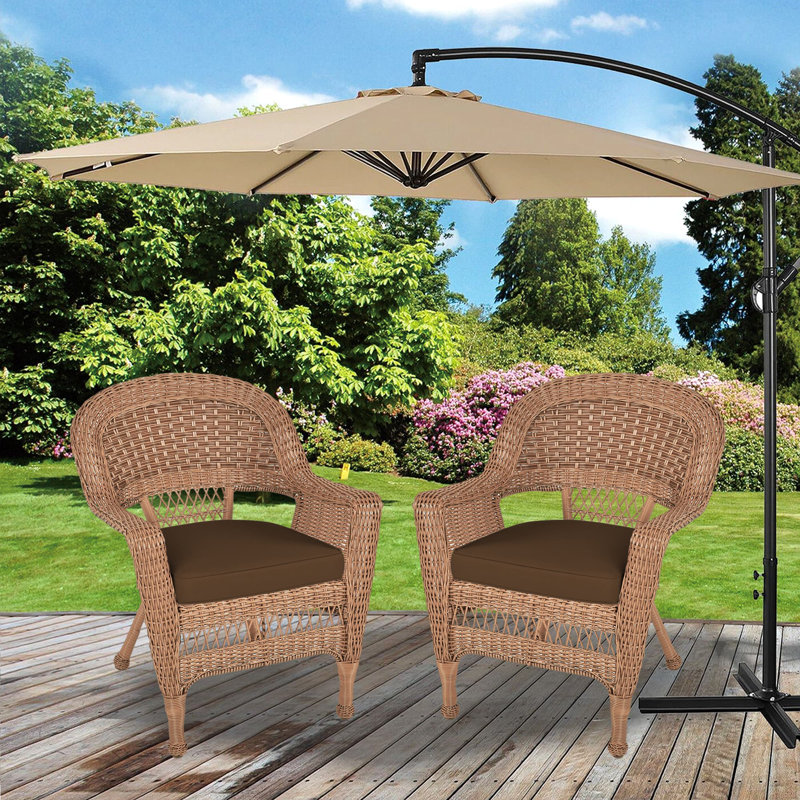 Chaise de patio avec coussins Burrowes, Miel, Brun