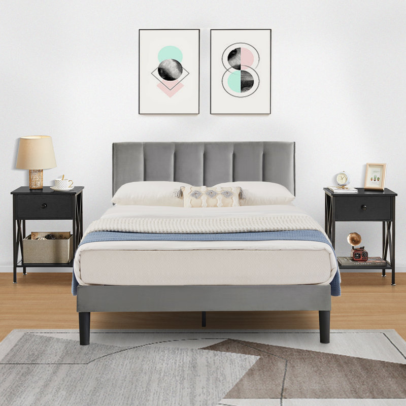 Ensemble de chambre à coucher Delaportilla, Noir, Grand