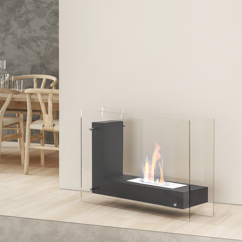 Towslee Metro Lane 80cm W Black Bio-Ethanol Fireplace with 6.7 BTU