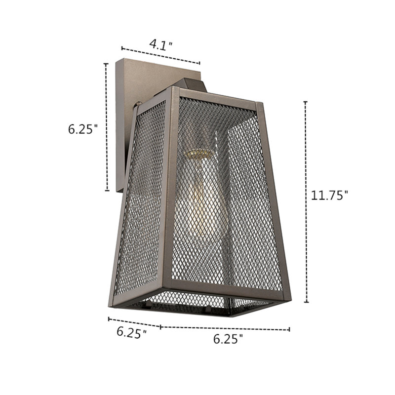 Lanterne murale d'extérieur à 1 ampoule Charlene, 14,5" H x 8" W x 7,5" D, Bronze huilé