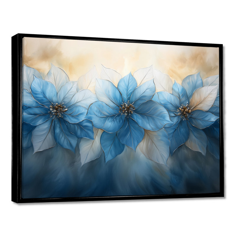 Alleman - art mural floral, H 12 po x l 20 po, Cadre flottant noir