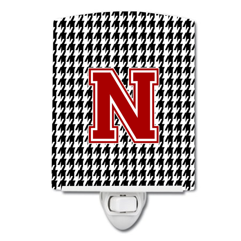 Éclairage de nuit en céramique monogramme houndstooth, N