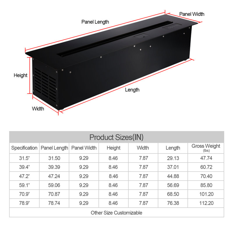  32-Inch Recessed Electric Water Vapor Fireplace, Adjustable Flame Color & Speed, Touch & Remote Control