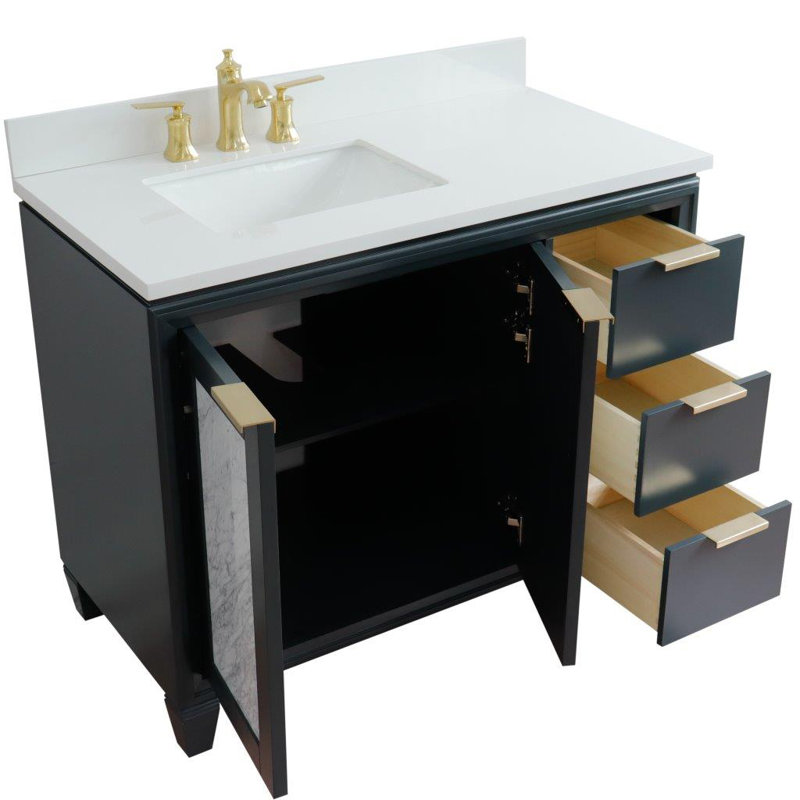 Ensemble de meuble-lavabo simple 43 po avec miroir Schreck, Gris foncé