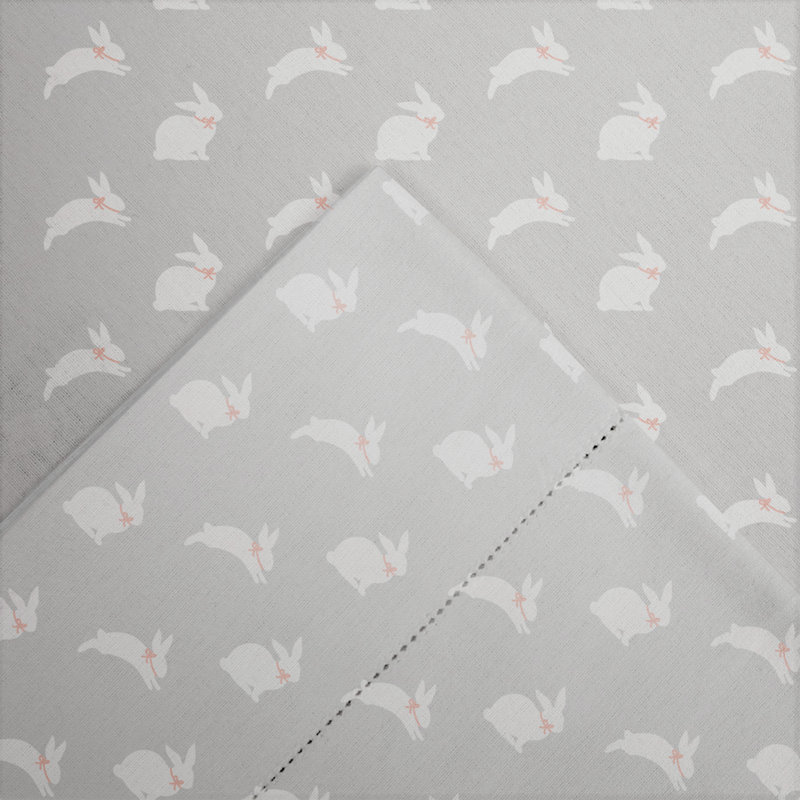 Pointehaven 180 GSM Velvet feel Luxury Flannel Sheet Set , Queen, Bunnies