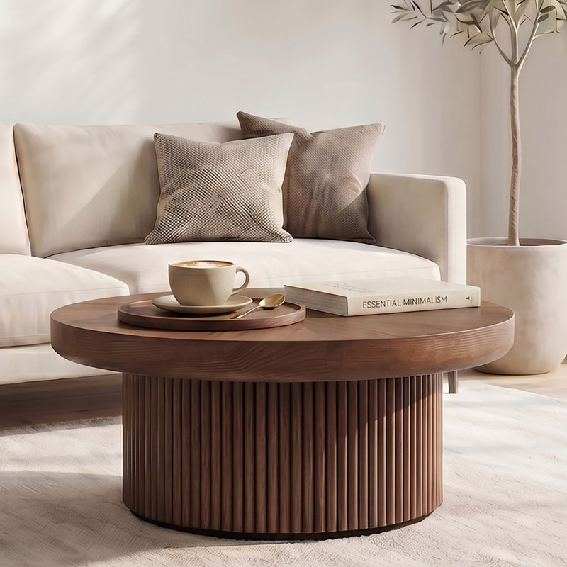 Parquet 33.5'' Round Coffee Table for Small Spaces