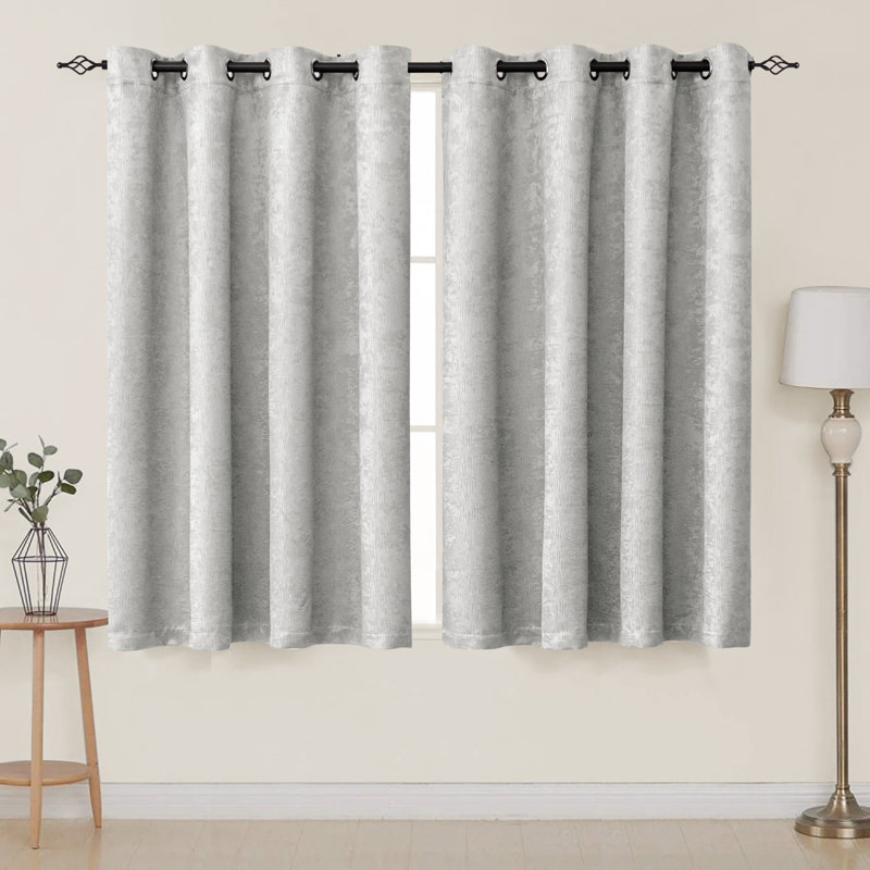 Jayla Blackout Curtain Pair, Grayish White, 53" W x 63" L