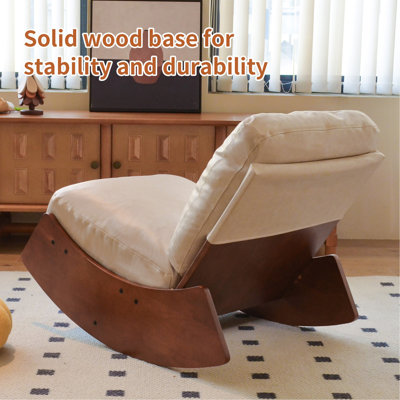 Chaise berçante confortable, fauteuil coulissant rembourré de haute qualité, structure en bois massif, parfaite pour une chaise de lecture d'appoint à réglages multiples pour la chambre à coucher, le salon