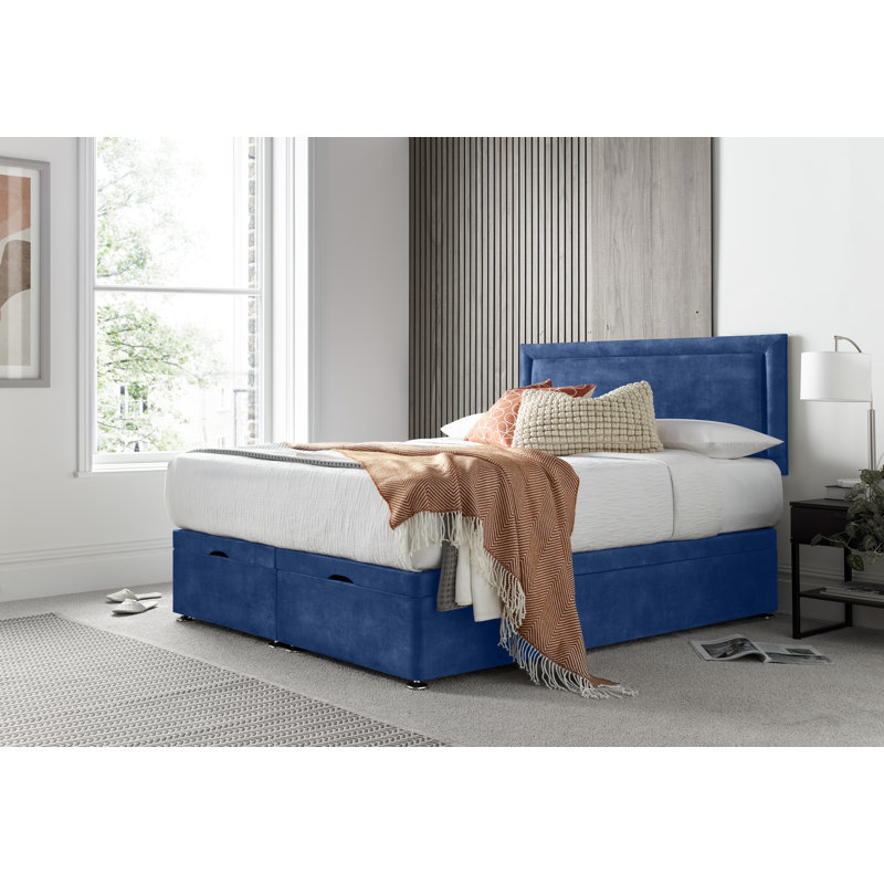 Regent Border Conistan Divan Ottoman with Headboard on Struts, Blue, Kingsize (5')