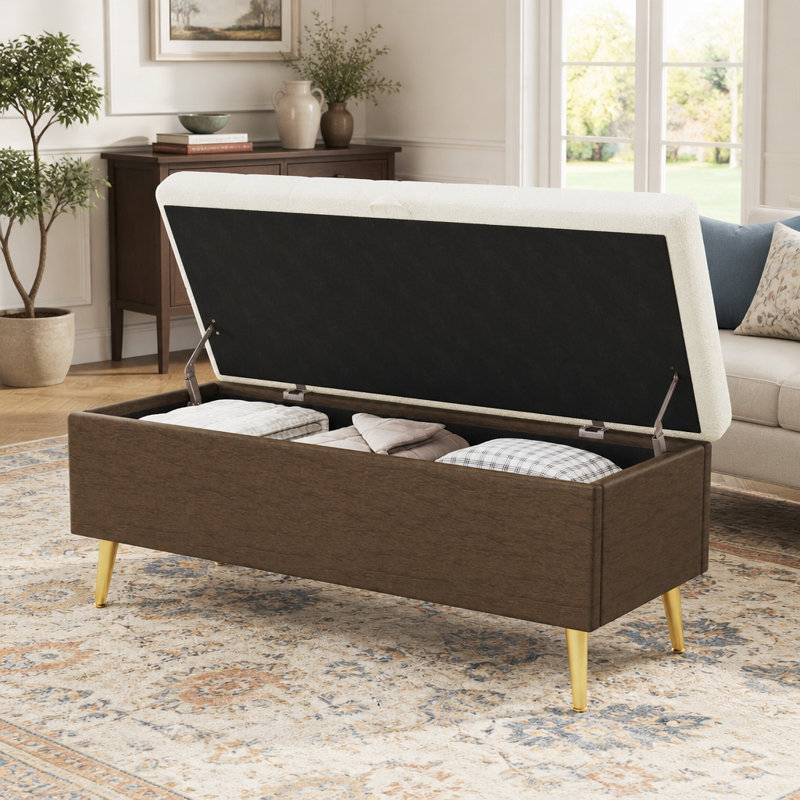 Banc de rangement avec repose-pieds Modern Modern, Beige, Beige