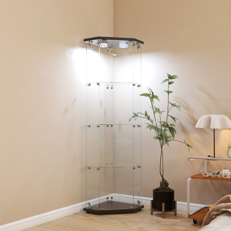 Lighted Corner Cabinet, Black