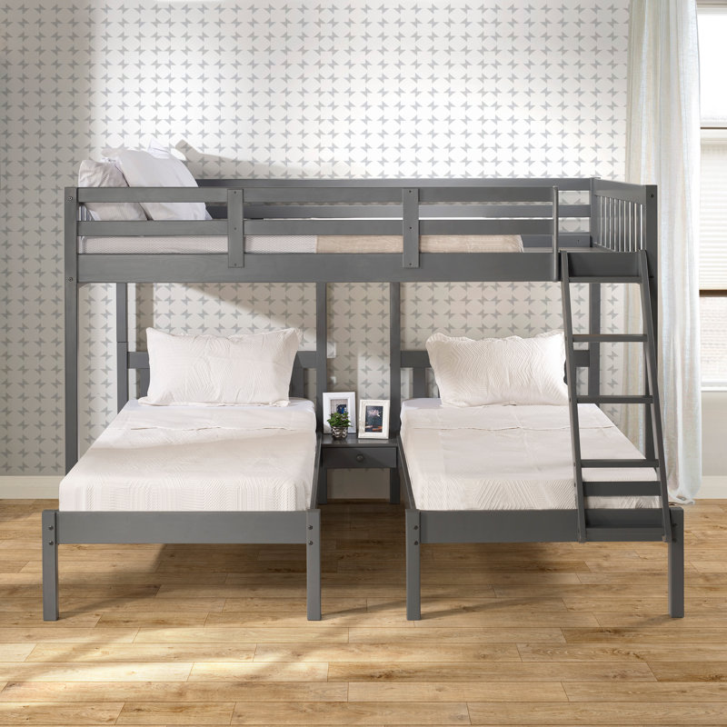 Ayasha Twin over Twin over Full Triple Bed, Dark Gray