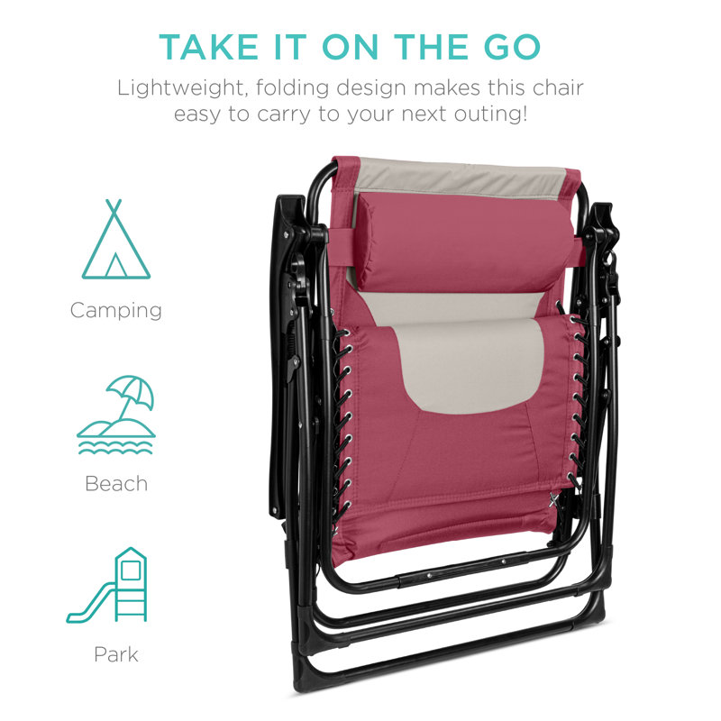 Oversized Pink and Taupe Zero Gravity Beach Lounger with Arms