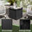 19" Square Outdoor Umbrella Stand Side Table, Multi-Functional Patio Storage Box Planter with Umbrella Hole & Drainage Hole