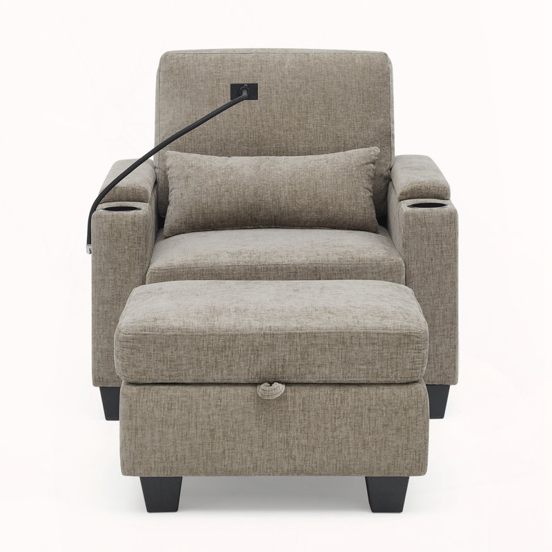 Canapé inclinable simple avec dossier réglable manuellement, Brun