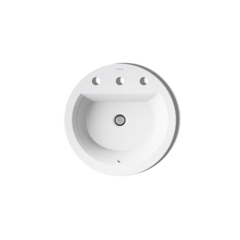 Bryant Ceramic Circular Drop-In Bathroom Sink with Overflow, White, 8'' Centers