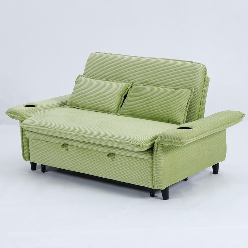 Canapé-lit multifonctionnel avec tissu rayé distinctif, Vert