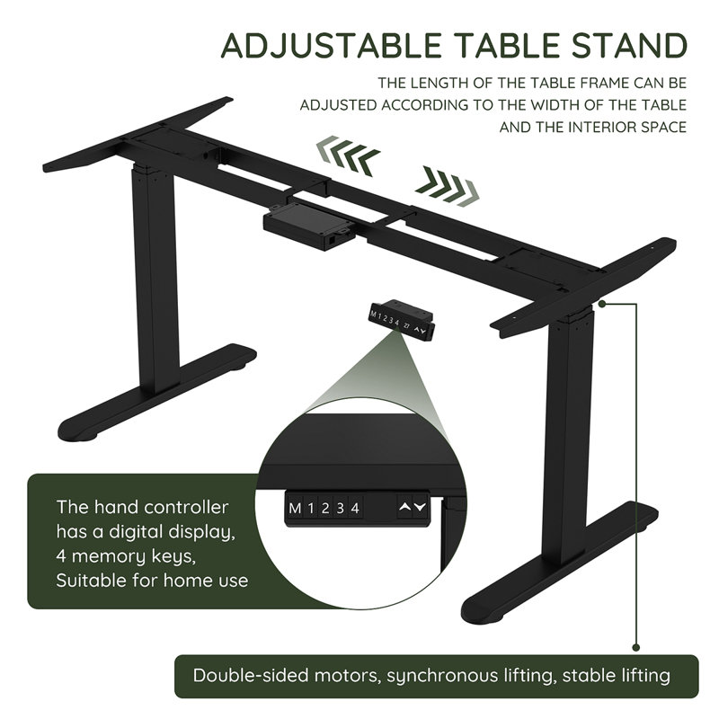 Height Adjustable Table, Black