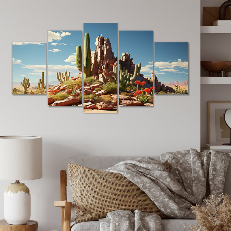  «Green and Blue Desert Cactus In Nevada - Cactus Multipanel Wall Art