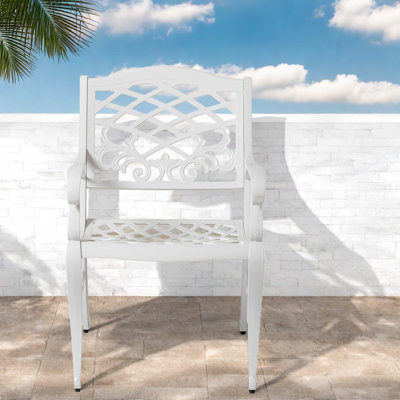 Durable Patio Dining Chairs, Cast Aluminum Traditional Style For Home