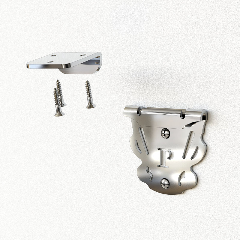 Ensemble de supports muraux en chrome poli pour échelle pivotante, Chrome poli