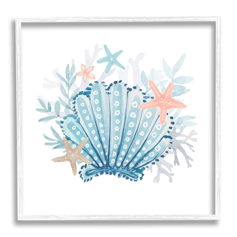 Art de giclée maritime à clapet maritime par Lanie Loreth, H 12 po x l 12 po x P 1,5 po, Giclée encadrée blanc bord de mer