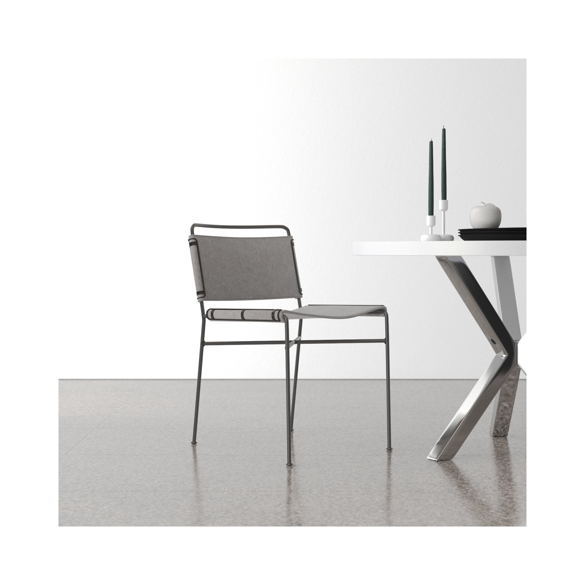 Loralee Upholstered Sling Dining Chair, Gray