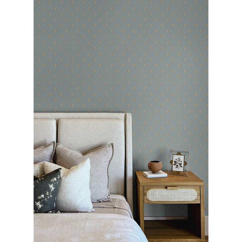 Papier peint floral Surdiva, Bleu clair