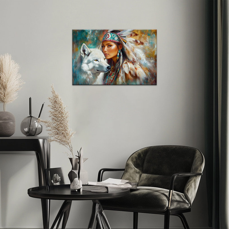 Dupuis - Indian Pictures Wall Decor Canvas Artwork for Living Room, Southwestern Aztec Painting Wall Art Print for Bedroom Wrapped Canvas Frame, 12×16 inches