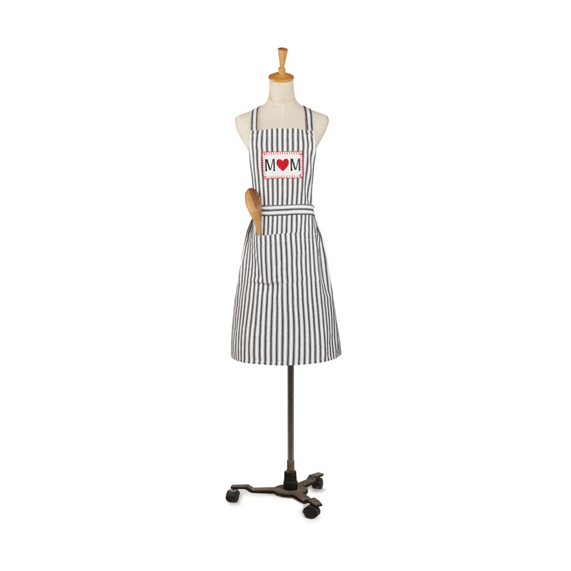 Mom Heart Embroidered Kitchen Apron