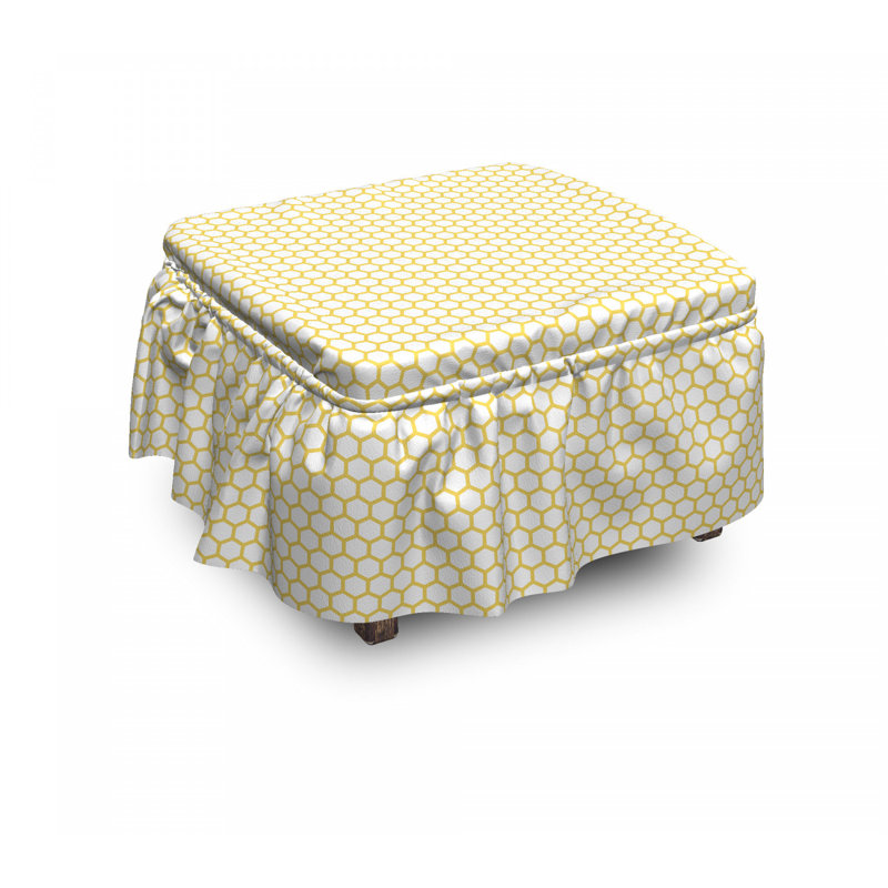 Ensemble de housse pour repose-pieds à coussins carrés en peigne hexagonale 2 pièces