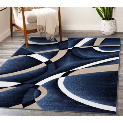 Catalan Abstract Navy Area Rug