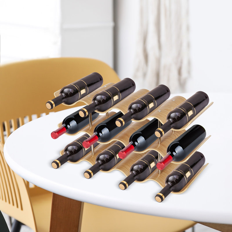 Présentoir en forme de vague à 3 niveaux de rangement pour bouteilles de vin pour cuisine, bar, cave à vin ou garde-manger, porte-bouteilles compact