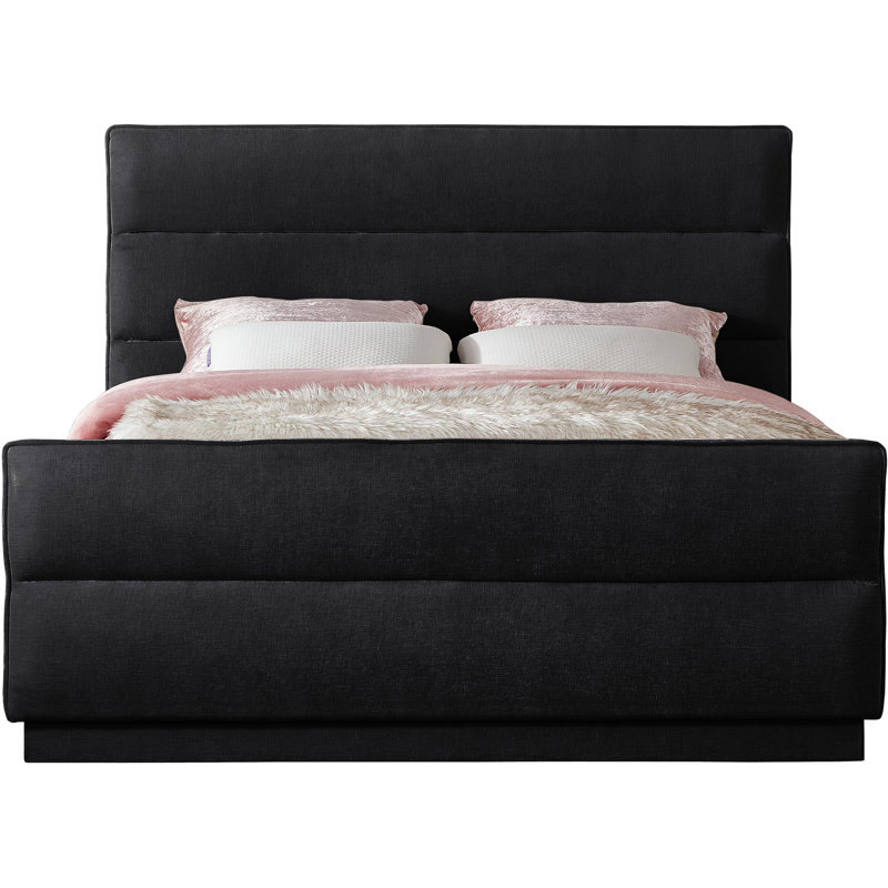 Lit tapissier standard capitonné Paxton, Très grand, Black Chenille Fabric