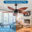 Ventilateur de plafond 52 pouces Tropical, ventilateur de plafond intérieur / extérieur Palm Leaf pour patio et salon, ventilateur réversible