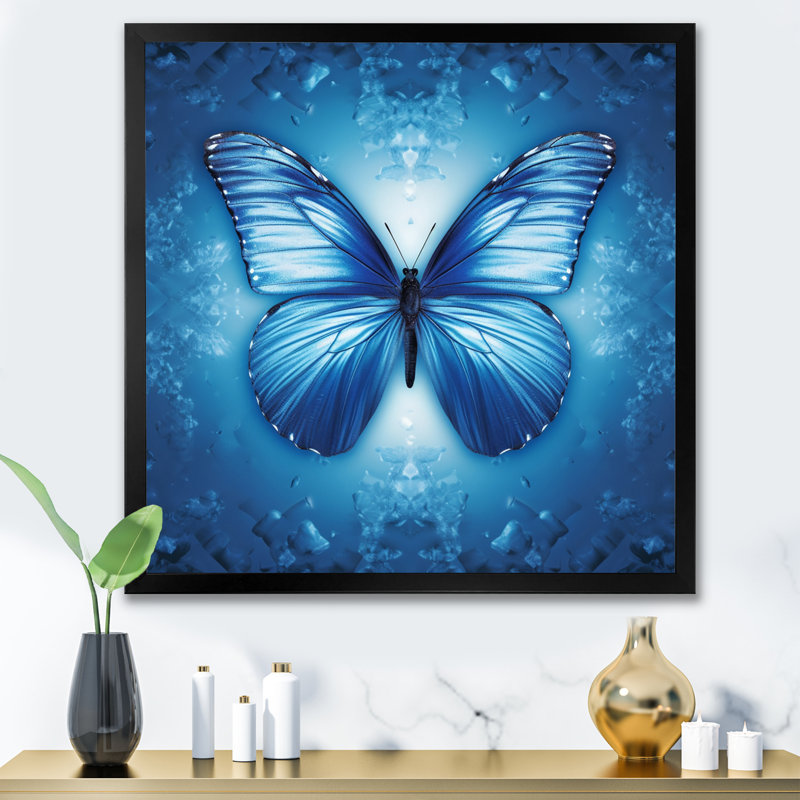 Diamant papillon III sur toile, H 24 po x l 24 po x P 1 po, Cadre simple noir