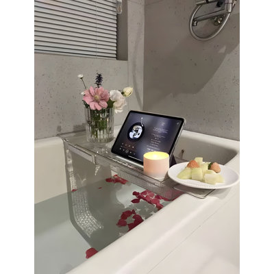 Clear Acrylic Bathtub Tray - Extendable Multifunctional Holder For Relaxation
