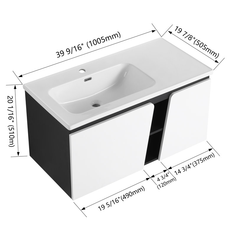 40'' Single Bathroom Vanity With Ceramic Top