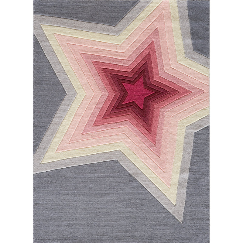Tapis rose / gris touffeté à la main Berner, Rectangle 5 pi x 7 pi