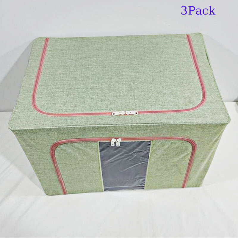 Clothes Storage Bins Boxes with Metal Frame - (Extra Large-105L), Green