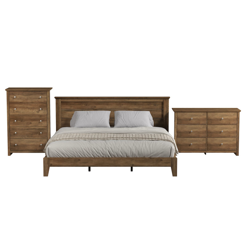 Tevrat 3 Pieces Bedroom Sets, Knotty Oak, King