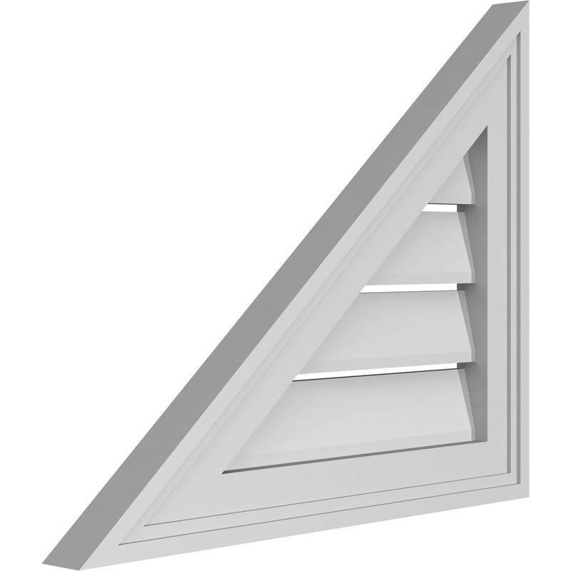 Triangle Left Side Surface Mount Urethane Functional Gable Vent Pitch, Primed, 16.625" H x 20" W x 1.5" D
