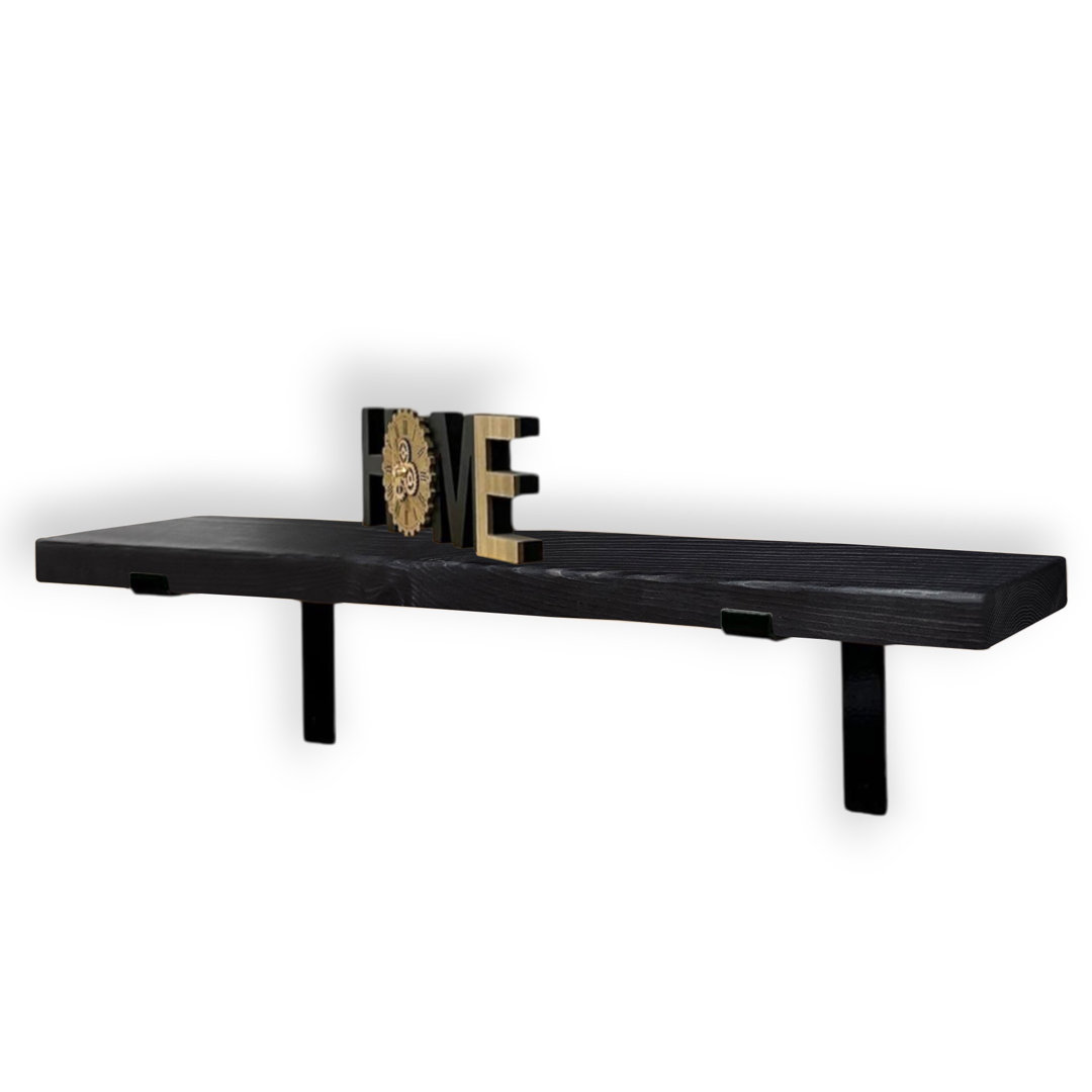Industrial Scaffold Board Wall Shelf Down Lipped Metal Brackets Included For Bedroom