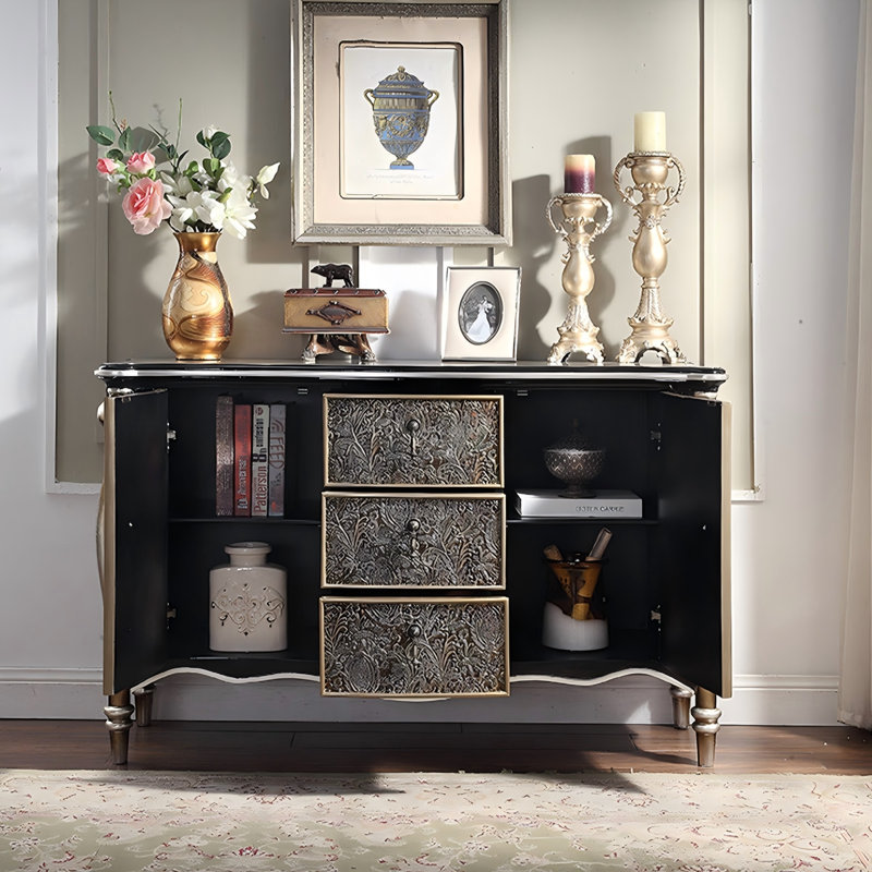Buffet en bois de bouleau massif 55,91 "Modern Light Luxury