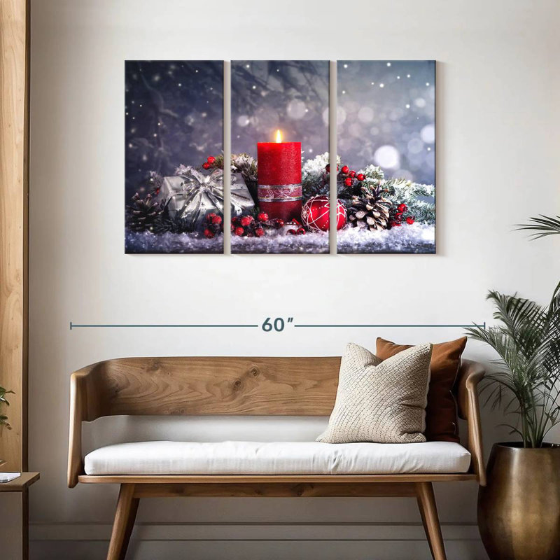 Décoration de l'Avent enneigé, H 28 po x l 45 po