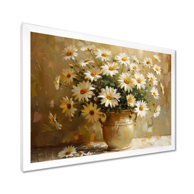 Nature morte avec marguerites jaunes et blanches - décoration murale marguerites