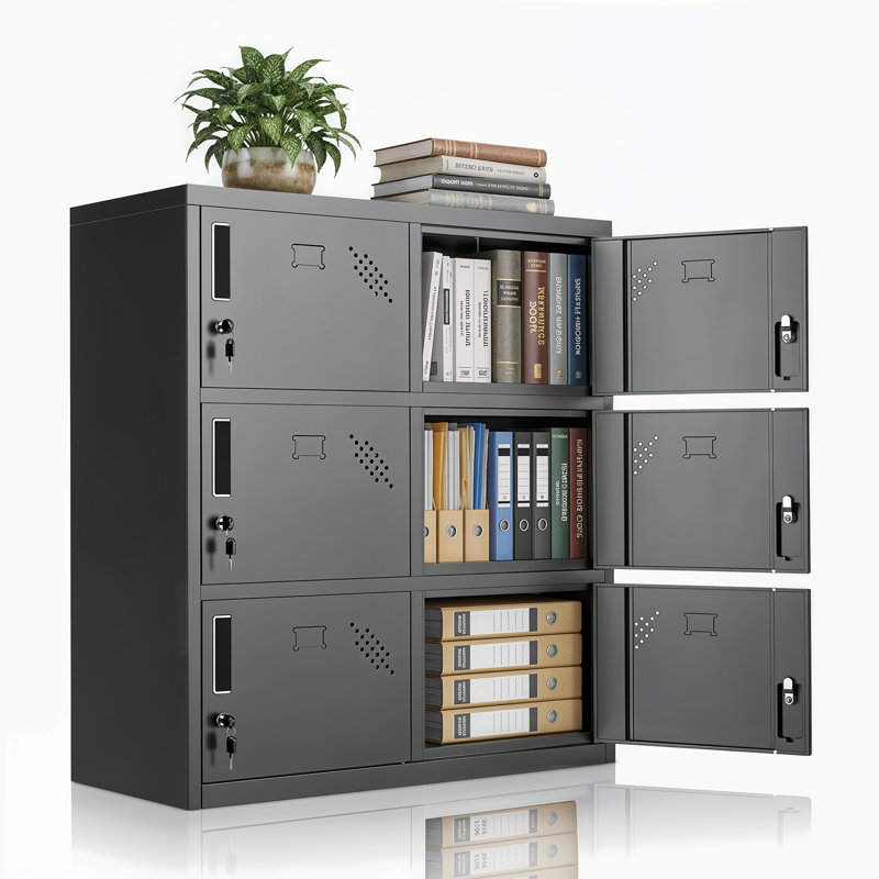 Casiers en métal pour employés avec 6 portes verrouillables et fentes pour cartes, armoire de rangement pour petits espaces, maison, école, salle de sport